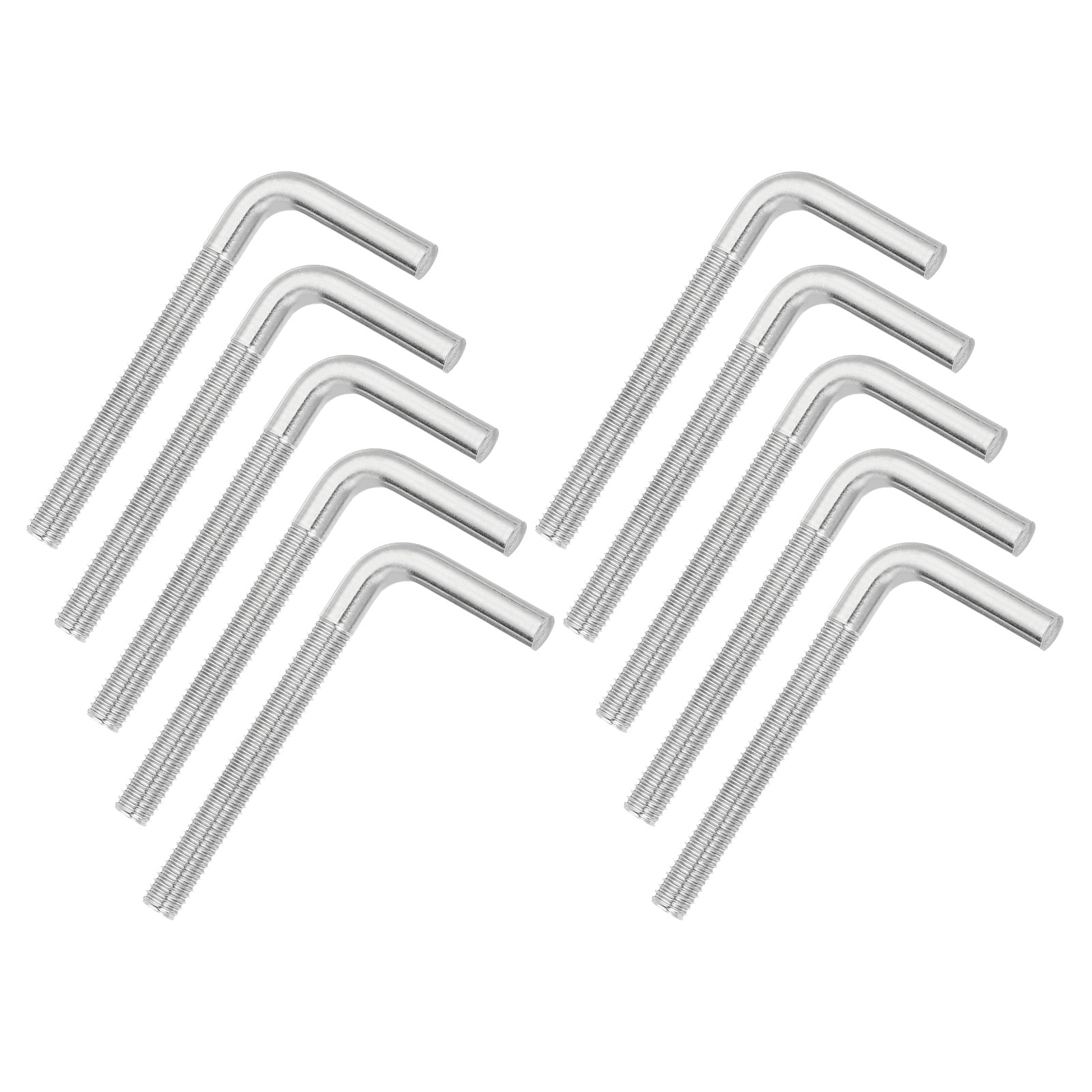 Uxcell M8x80mm 7/L-Shaped Right Angle Bolt Screw, 304 Stainless Steel L Shape Foundation Bolt Long Square Bend Screw, 10 Pcs