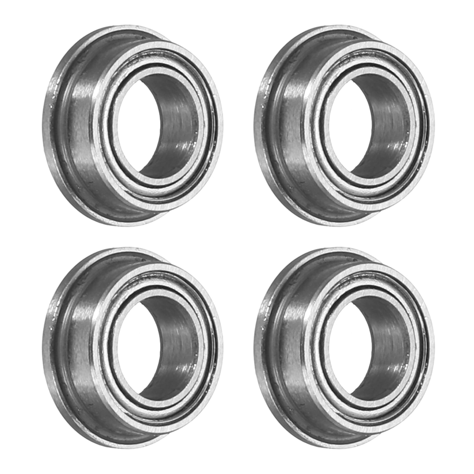 Uxcell MF74ZZ Flanged Ball Bearing, 4pcs 4 x 7 x 2.5 mm Chrome Steel