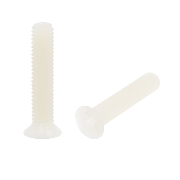 Uxcell Machine Screw Nylon Cross Flat Head Machine Screws Bolts M4x0.79" White 100pcs