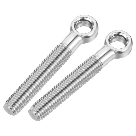 Uxcell Machine Shoulder Lift Eye Bolt (M12x80) 4Pcs, 304 Stainless Steel 18-8 Silver Fisheye Bolt, Rigging for Pipeline Gate Valves, Construction Steel Pipes & Home Renovation
