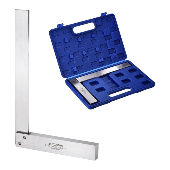 Uxcell Machinist Square 12.4" x 7.87" x 0.75" Carbon Steel Engineer Square Precision Woodworking 90 Degree Right Angle Ruler with Wide Seat for Precision Layout and Measurement, Silver