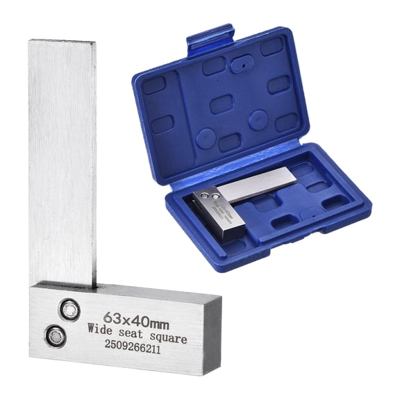 Uxcell Machinist Square 2.48" x 1.57" x 0.37" Carbon Steel Engineer Square Precision Woodworking 90 Degree Right Angle Ruler with Wide Seat for Precision Layout and Measurement, Silver