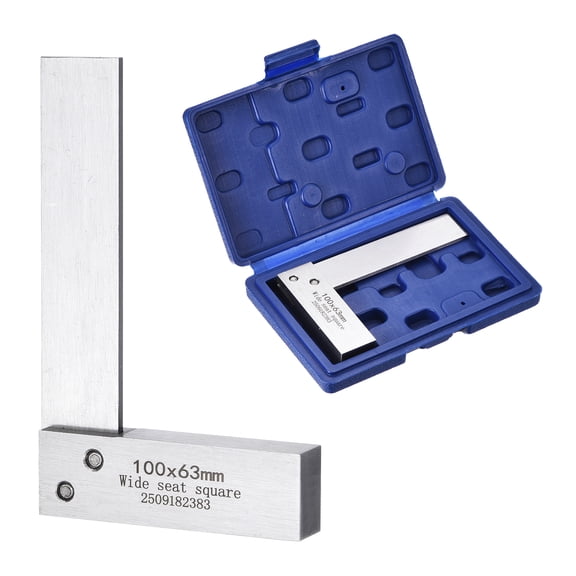 Uxcell Machinist Square 3.94" x 2.48" x 0.45" Carbon Steel Engineer Square Precision Woodworking 90 Degree Right Angle Ruler with Wide Seat for Precision Layout and Measurement, Silver