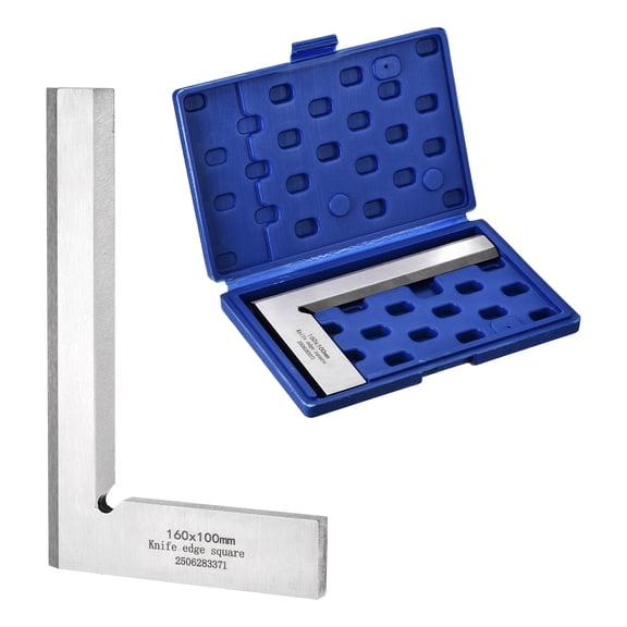 Uxcell Machinist Square 6.3" x 3.94" x 0.3" Carbon Steel Engineer Square Precision Woodworking 90 Degree Right Angle Ruler with Wide Seat for Precision Layout and Measurement, Silver