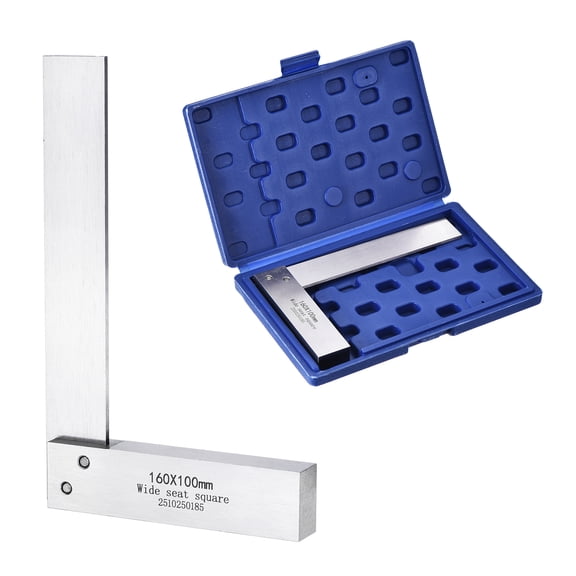 Uxcell Machinist Square 6.3" x 3.94" x 0.57" Carbon Steel Engineer Square Precision Woodworking 90 Degree Right Angle Ruler with Wide Seat for Precision Layout and Measurement, Silver