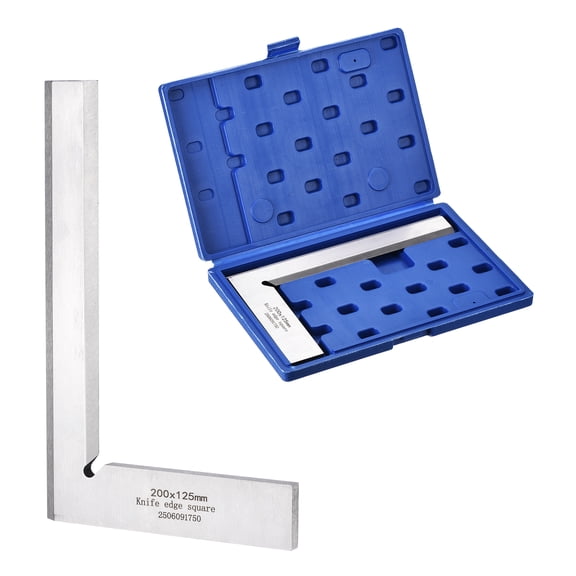 Uxcell Machinist Square 7.87" x 4.92" x 0.28" Carbon Steel Engineer Square Precision Woodworking 90 Degree Right Angle Ruler with Wide Seat for Precision Layout and Measurement, Silver