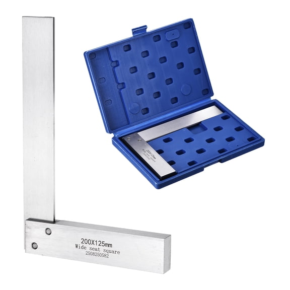 Uxcell Machinist Square 7.87" x 4.92" x 0.57" Carbon Steel Engineer Square Precision Woodworking 90 Degree Right Angle Ruler with Wide Seat for Precision Layout and Measurement, Silver