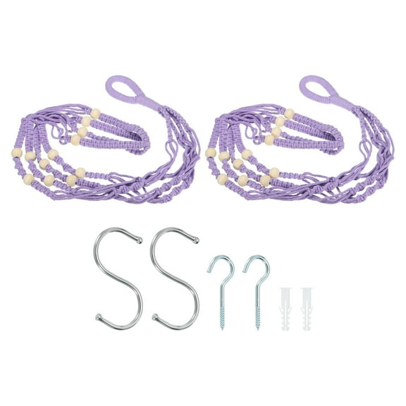 Uxcell Macrame Hanging Planter, 2 Pack 35" Plant Holders for Indoor Decor, Purple