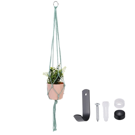 Uxcell Macrame Plant Hanger, 41 Inch Plant Hanger Indoor Outdoor Hanging Planter with Hook Tassels Decorative Crochet Cotton Rope for Home Decor Small Plants Pots, Light Green