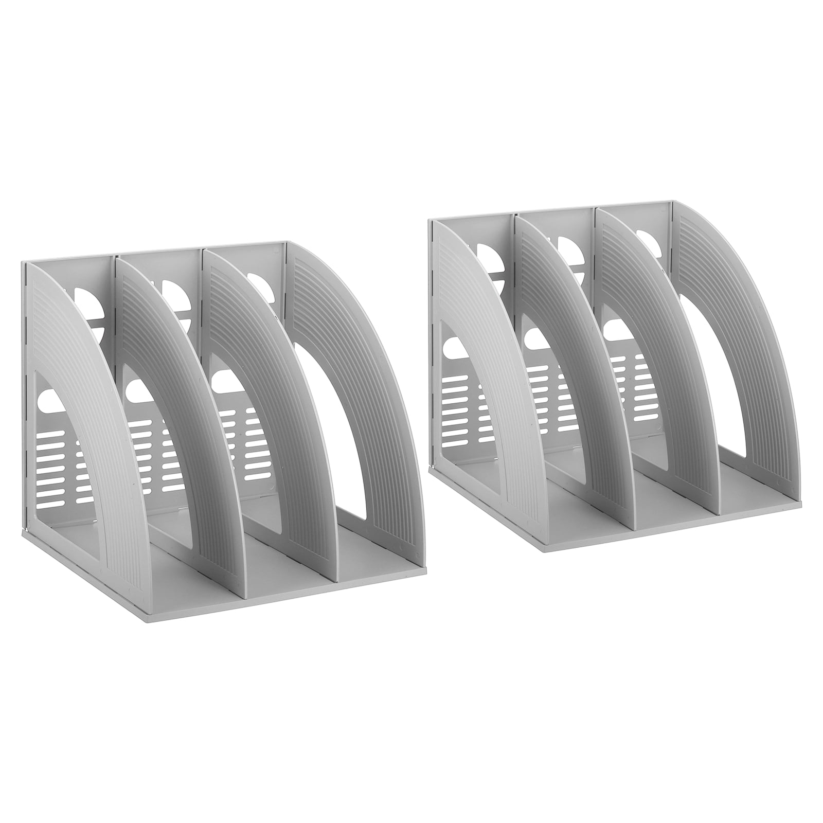 Uxcell Magazine File Holder, 2Pcs Plastic Vertical 3 Compartment