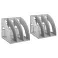 thumbnail image 1 of Uxcell Magazine File Holder, 2Pcs Plastic Vertical 3 Compartment Desktop Book Newspaper Notebook Storage Rack, Grey, 1 of 4