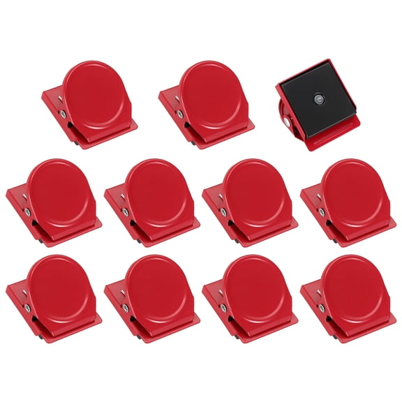 Uxcell Magnet Metal Clips for Hanging, 12Pcs Round Fridge Magnetic Clips Magnetic Paper Clamp Magnet Clamp for Locker Whiteboard Photo Display Document Storage, Red