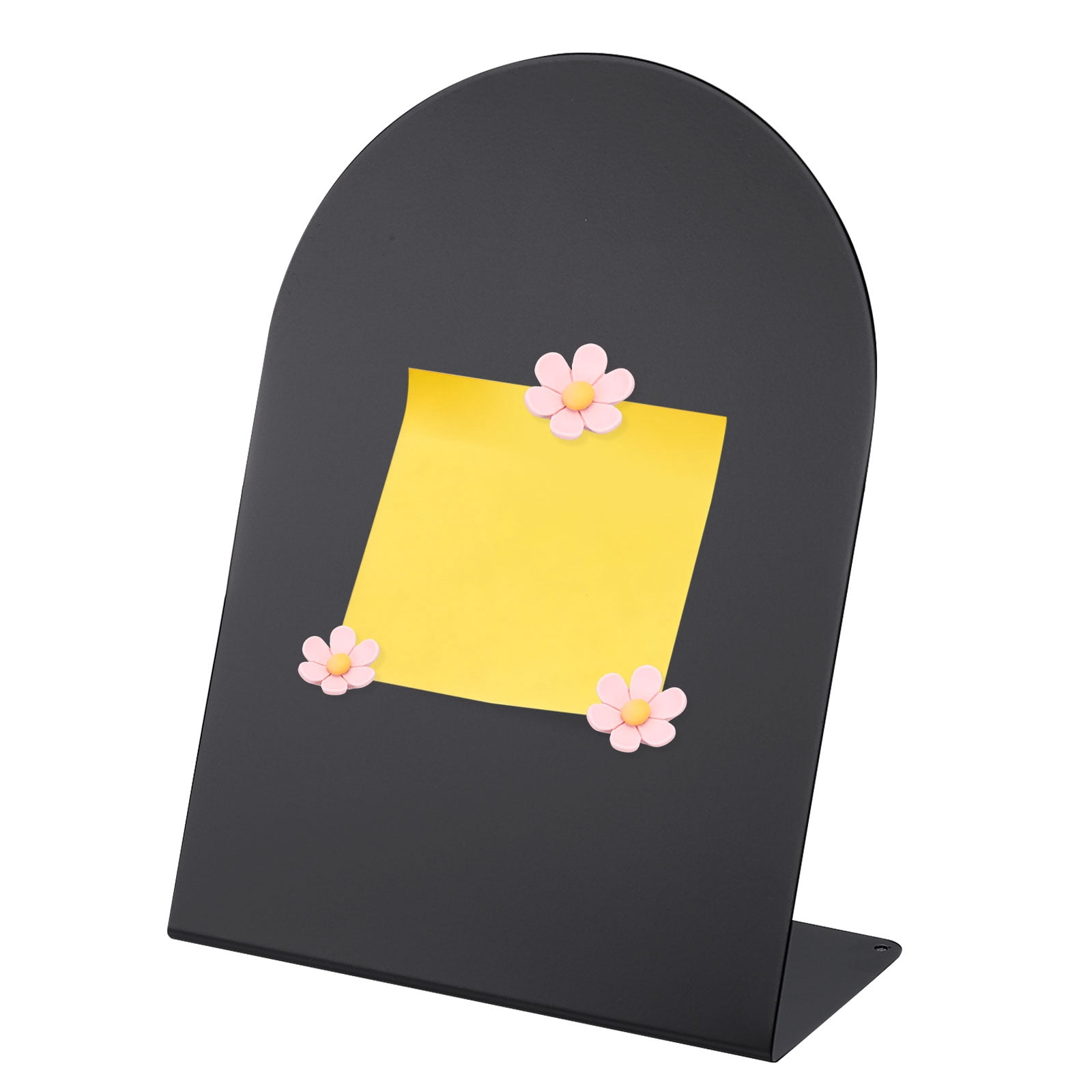 Uxcell Magnetic Bulletin Board, Memo Magnet Display Stand Board with 3 Flower Magnets for Home Office Kitchen, Black/Pink