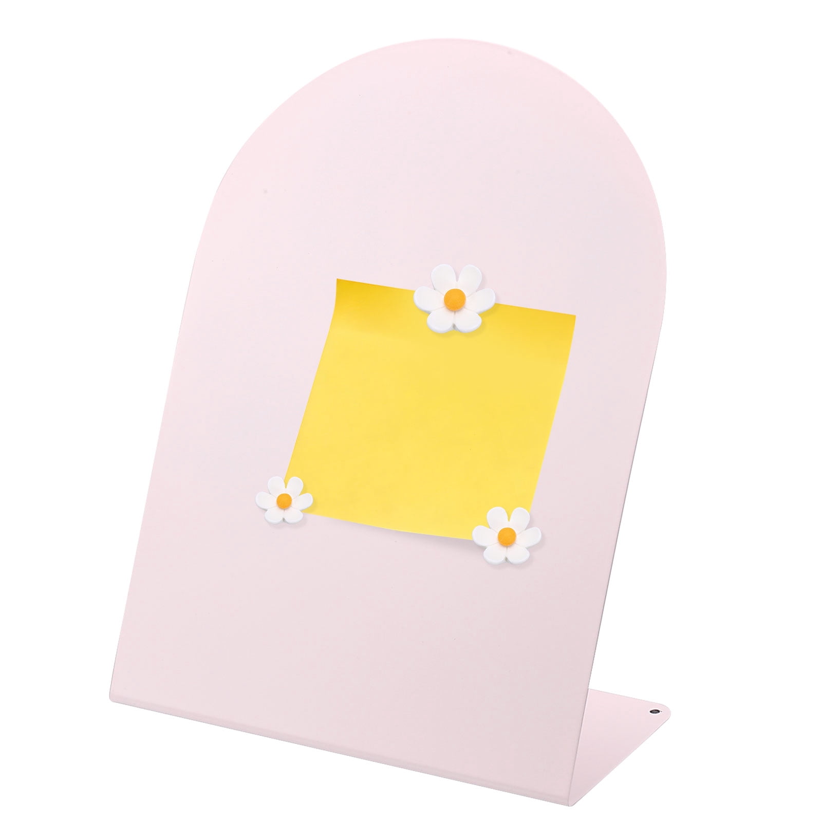 Uxcell Magnetic Bulletin Board, Memo Magnet Display Stand Board with 3 Flower Magnets for Home Office Kitchen, Pink/White