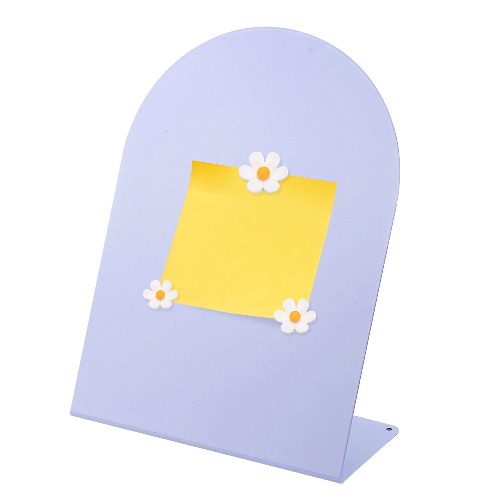Uxcell Magnetic Bulletin Board, Memo Magnet Display Stand Board with 3 Flower Magnets for Home Office Kitchen, Purple/White