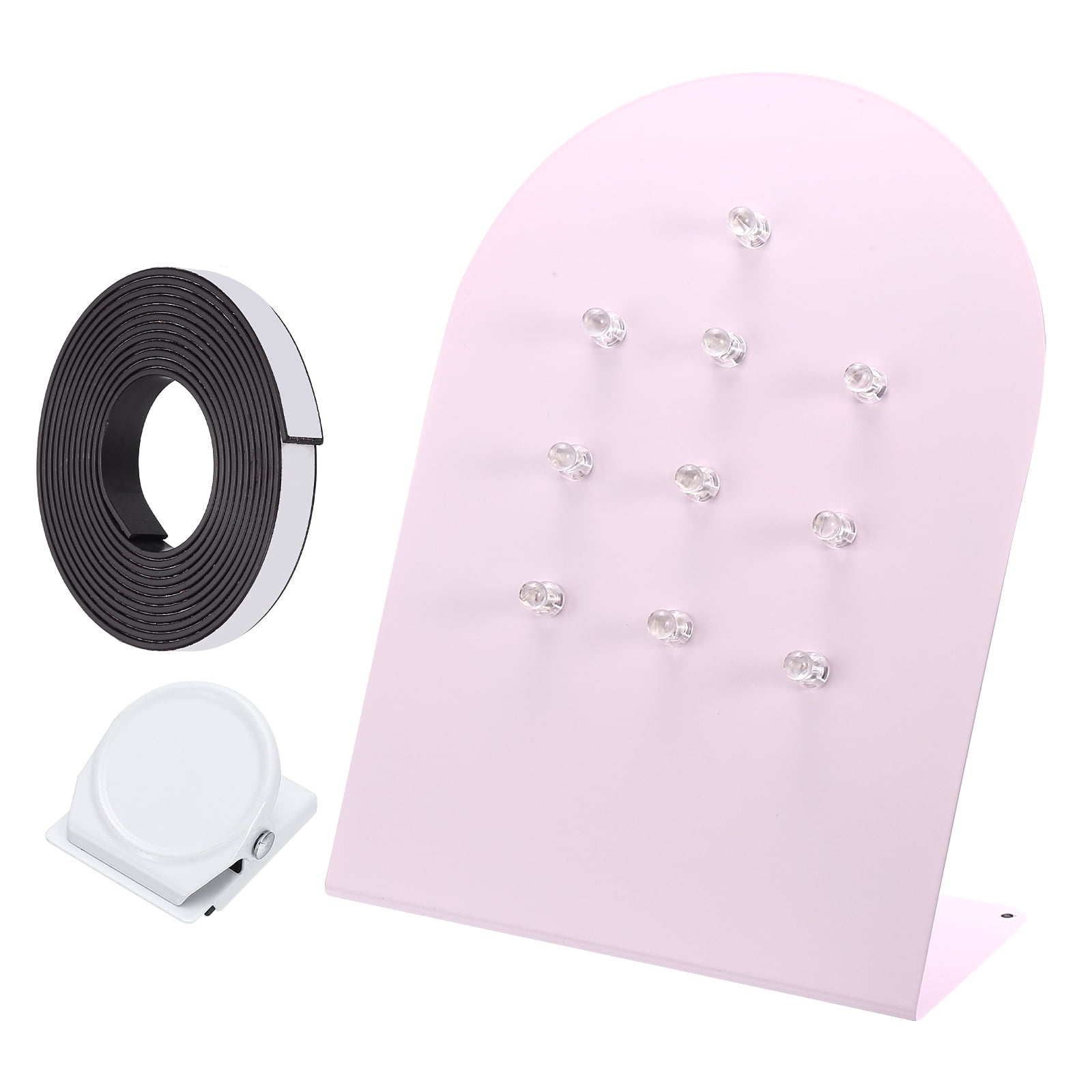 Uxcell Magnetic Bulletin Board, Memo Magnet Display Stand Board with Magnetic Accessory Set for Home Office Kitchen, Pink