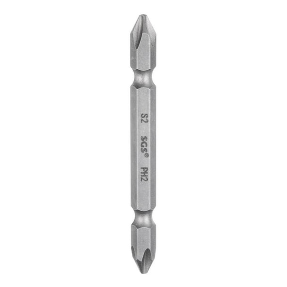 Uxcell Magnetic Double Ended Screwdriver Bit 6.35mm PH2 2.95" Length 1/4" Hex Shank S2 Steel Two Sided Phillips Cross Screw Driver Bit