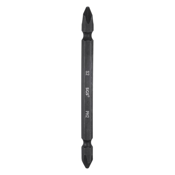 Uxcell Magnetic Double Ended Screwdriver Bit 6.35mm PH2 4" Length 1/4" Hex Shank S2 Steel Two Sided Phillips Cross Screw Driver Bit, Black