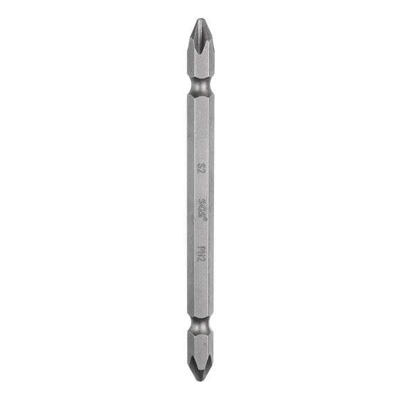 Uxcell Magnetic Double Ended Screwdriver Bit 6.35mm PH2 4" Length 1/4" Hex Shank S2 Steel Two Sided Phillips Cross Screw Driver Bit