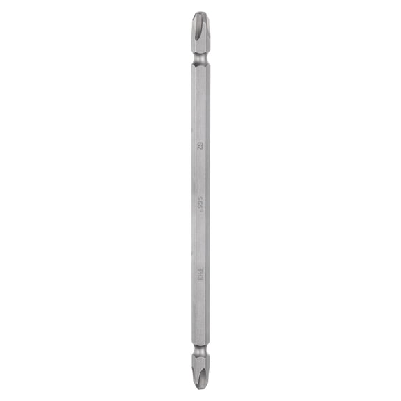 Uxcell Magnetic Double Ended Screwdriver Bit 6.35mm PH3 6" Length 1/4" Hex Shank S2 Steel Two Sided Phillips Cross Screw Driver Bit