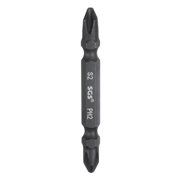 Uxcell Magnetic Double Ended Screwdriver Bit 6mm PH2 2.56" Length 1/4" Hex Shank S2 Steel Two Sided Phillips Cross Screw Driver Bit, Black