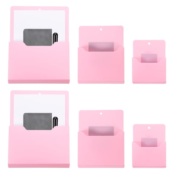 Uxcell Magnetic File Holder, 6 Pack Uxcell Magnetic Wall Holder Organizer File Hanging Uxcell Magnetic Mail Holder for Refrigerator Letters Paper Teacher Classroom, Pink