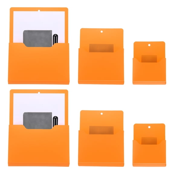 Uxcell Magnetic File Holder, 6 Pack Uxcell Magnetic Wall Holder Organizer File Hanging Uxcell Magnetic Mail Holder for Refrigerator Letters Paper Teacher Classroom, Orange