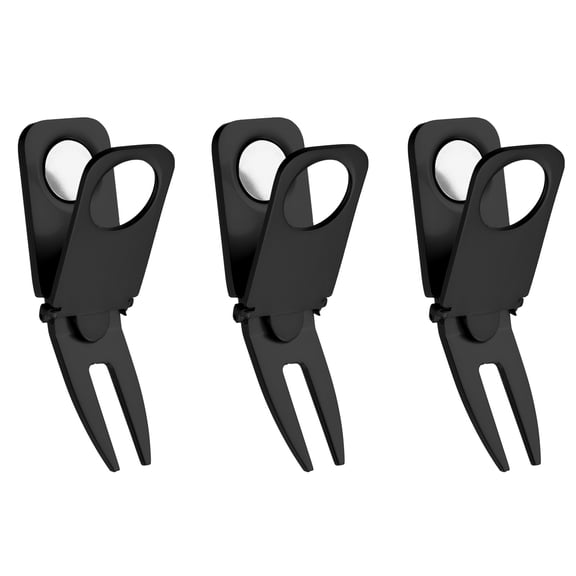 Uxcell Magnetic Holder, 3 in 1 Golf Divot Tool Magnetic Golf Divot Tool for Golf Accessory, Black 3 Pcs