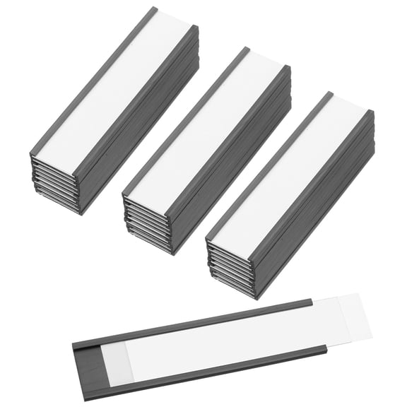 Uxcell Magnetic Label Holder 4" x 0.7" with Paper Inserts C Channel Magnetic File Labels Shelf Signs 50 Pcs