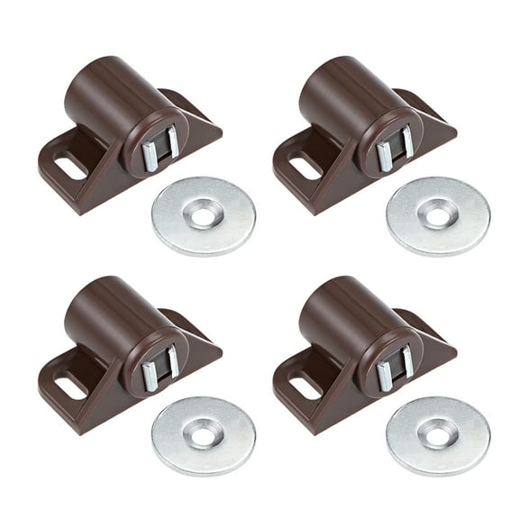 Uxcell Magnetic Latches Catch with Strike Plate Plastic Brown 4 Pack