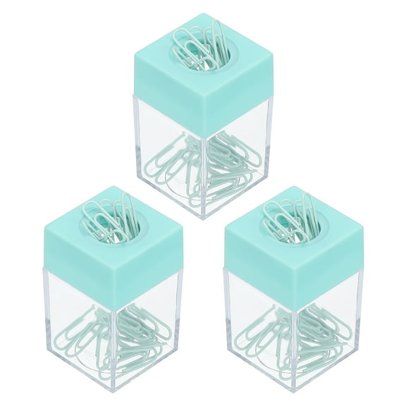 Uxcell Magnetic Paper Clip Holder, 3 Pcs Large Capacity Paper Clip Organizer for Desk, Green