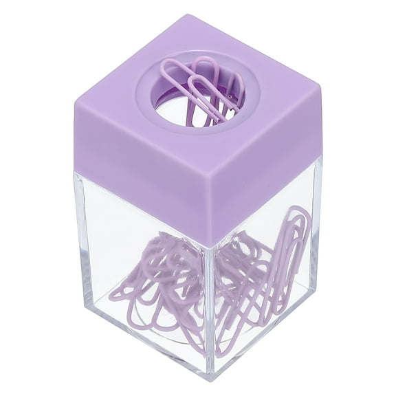 Uxcell Magnetic Paper Clip Holder, Large Capacity Paper Clip Organizer for Desk, Purple