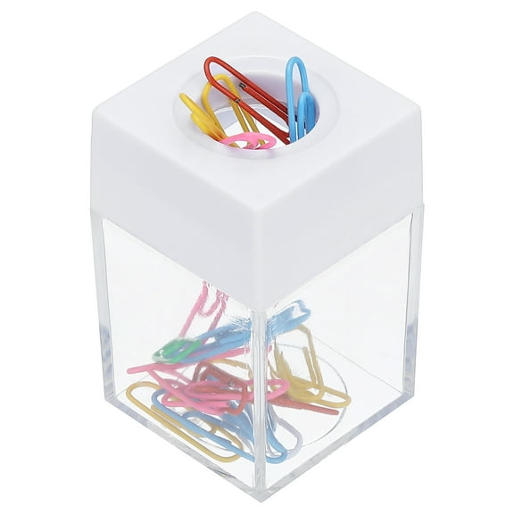 Uxcell Magnetic Paper Clip Holder, Large Capacity Paper Clip Organizer for Desk, White