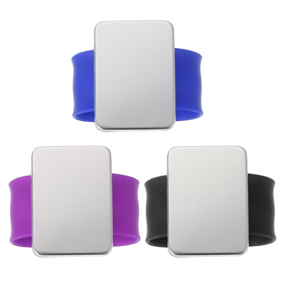 Uxcell Magnetic Pin Cushion Wrist, 3Pcs Magnetic Sewing Pincushion for Sewing Braiding Quilting Hair Clips, Black/Purple/Blue