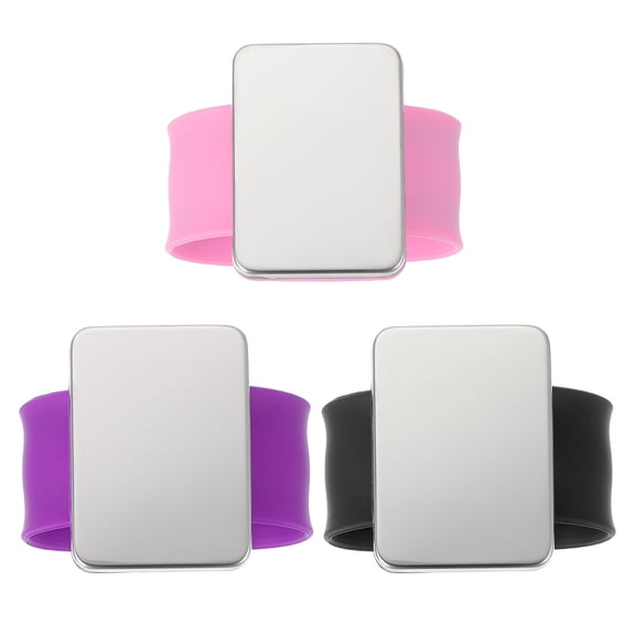 Uxcell Magnetic Pin Cushion Wrist, 3Pcs Magnetic Sewing Pincushion for Sewing Braiding Quilting Hair Clips, Black/Purple/Pink