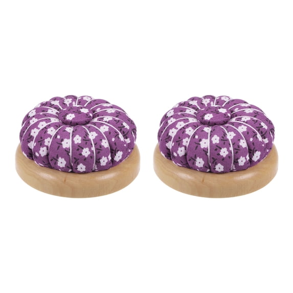 Uxcell Magnetic Pin Cushions Wooden Base Sewing Needle Holder, Purple White Black 2 Pack