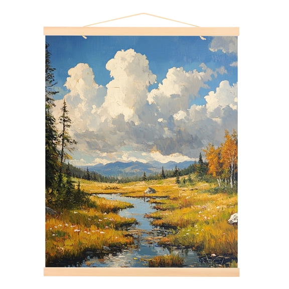 Uxcell 1 Set Magnetic Poster Hanger Frame 16.14" Wooden Magnet Picture Hangers Frames Wide Hanging Kit Wood Color