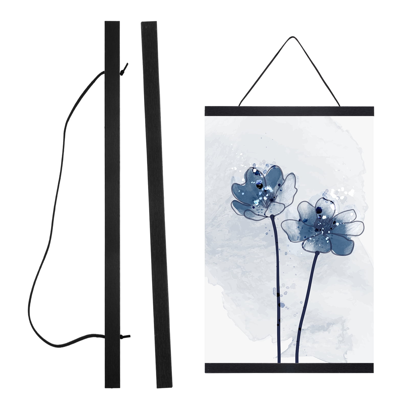 Magnetic Poster Hanger Frame Set (2 Pack) - 8 Inch Black Wood For 8x10, 8x12 Posters & Art