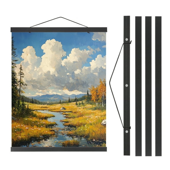 Uxcell Magnetic Poster Hanger Frame, 20 Inch Wide Hanging Kit, Black