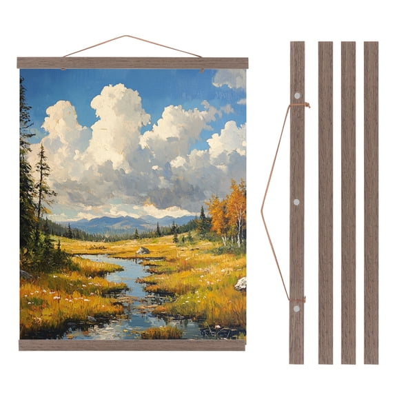 Uxcell 2 Set Magnetic Poster Hanger Frame, 20.07 inch Wide Hanging Kit, Dark Brown