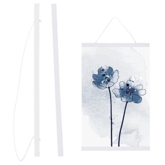 Uxcell Magnetic Poster Hanger Frame, 20" Wood Artwork Print Poster Hanger Frame Wooden Magnet Canvas for Prints Scroll Wall Art Photos Pictures Maps, White