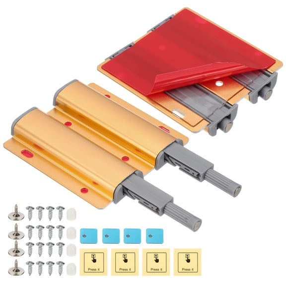 Uxcell Magnetic Push Latch, Double Push to Open Door Latch Cabinet Hardware Hidden Push Touch Latch Golden 2 Pcs