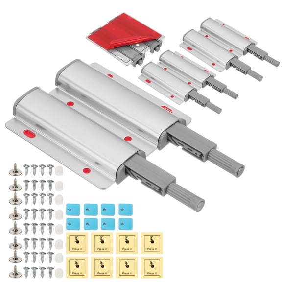 Uxcell Magnetic Push Latch, Double Push to Open Door Latch Cabinet Hardware Hidden Push Touch Latch Silver 4 Pcs