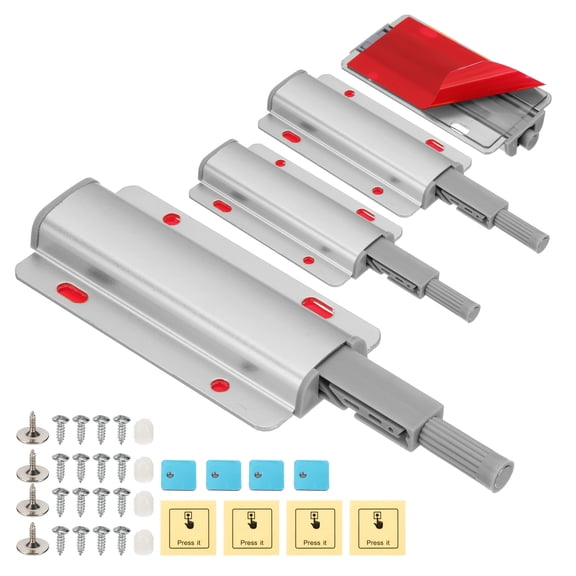 Uxcell Magnetic Push Latch, Push to Open Door Latch Cabinet Hardware Hidden Push Touch Latch Silver 4 Pcs