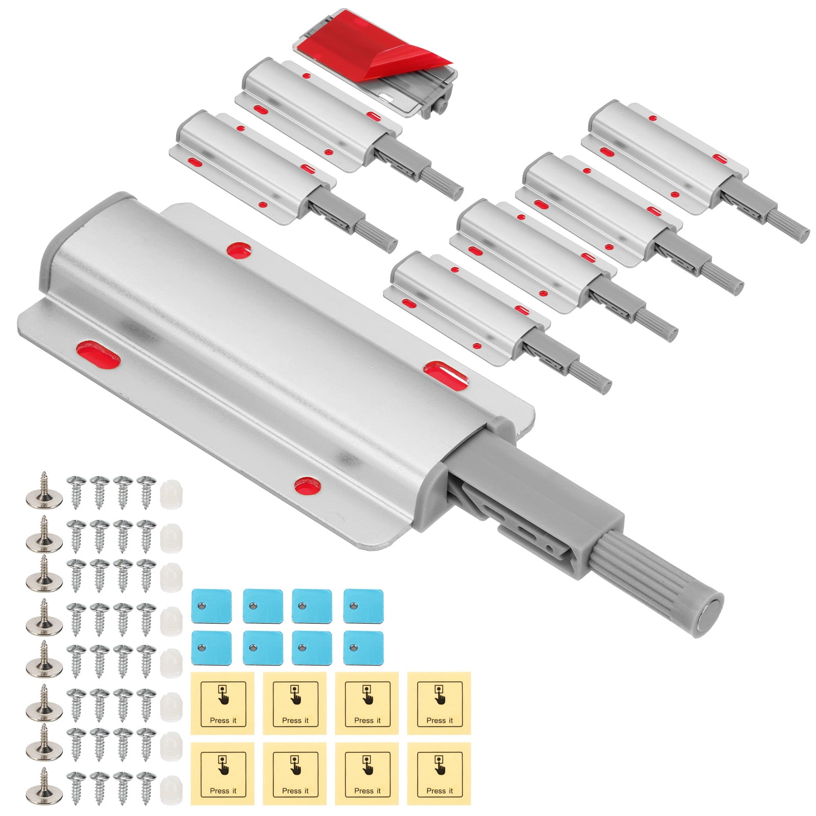 Uxcell Magnetic Push Latch, Push to Open Door Latch Cabinet Hardware Hidden Push Touch Latch Silver 8 Pcs