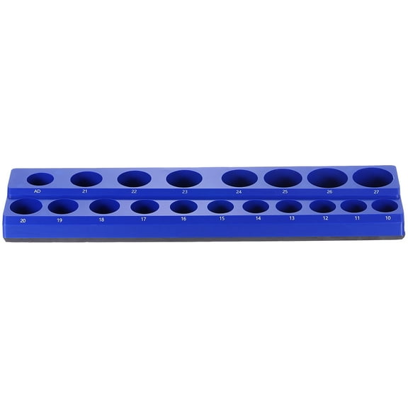 Uxcell Magnetic Socket Organizer 1/2" Drive Metric Socket Holder Tray Holds 19 Standard and Deep Sockets, Blue
