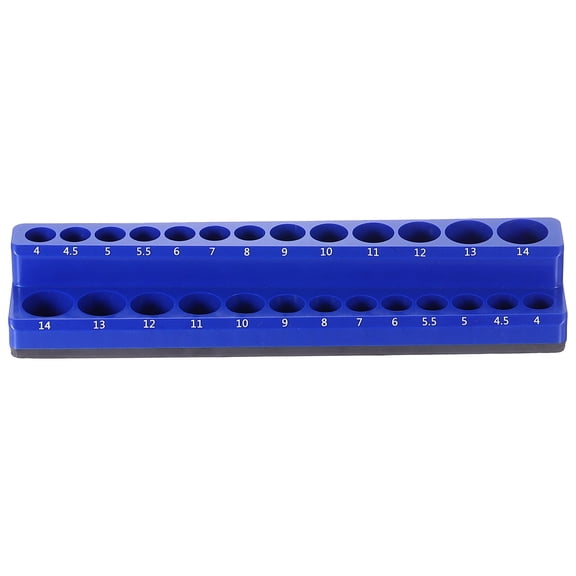 Uxcell Magnetic Socket Organizer 1/4" Drive Metric Socket Holder Tray Holds 26 Standard and Deep Sockets, Blue