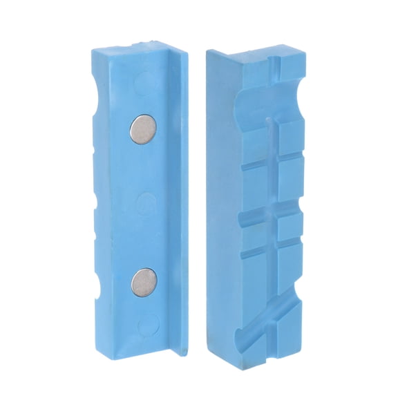 Uxcell Magnetic Vise Jaws 4 Inch Magnet U-Grooves Soft Bench Jaw Pads Covers, Blue