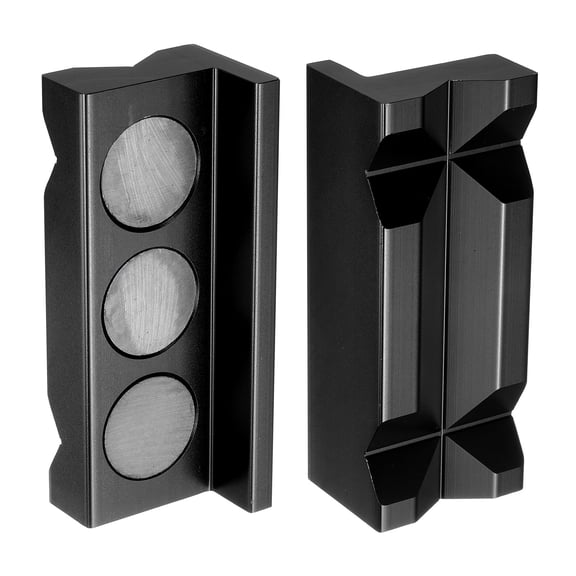 Uxcell Magnetic Vise Jaws 4 Inch Magnet V-Grooves Soft Aluminum Bench Jaw Pads Covers Multi-Purpose Protector, Black