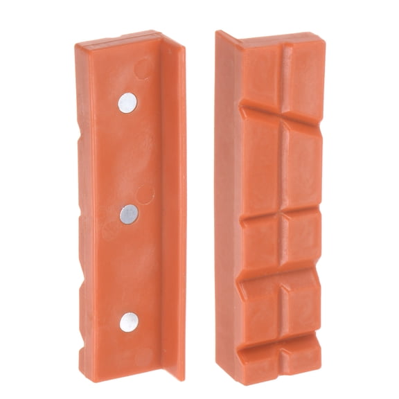 Uxcell Magnetic Vise Jaws 4 Inch Magnet V-Grooves Soft Bench Jaw Pads Covers, Yellow